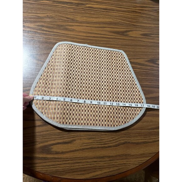 Odd shaped tan brown checkerboard patterned woven placemats set of four - Picture 3 of 6